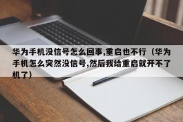 华为手机没信号怎么回事,重启也不行（华为手机怎么突然没信号,然后我给重启就开不了机了）