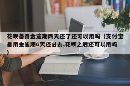 花呗备用金逾期两天还了还可以用吗（支付宝备用金逾期6天还进去,花呗之后还可以用吗）