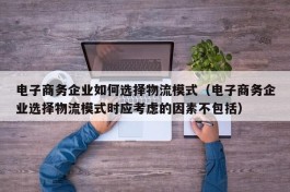 电子商务企业如何选择物流模式（电子商务企业选择物流模式时应考虑的因素不包括）