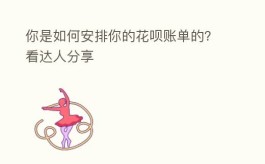 你是如何安排你的花呗账单的？轻松管理消费账单！