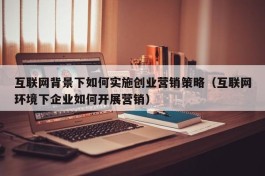 互联网背景下如何实施创业营销策略（互联网环境下企业如何开展营销）