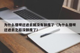 为什么借呗还进去就没有额度了（为什么借呗还进去之后没额度了）
