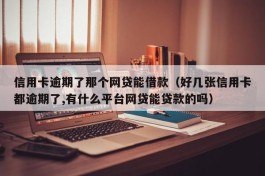 信用卡逾期了那个网贷能借款（好几张信用卡都逾期了,有什么平台网贷能贷款的吗）