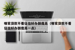 哪家贷款不看征信好办额度高（哪家贷款不看征信好办额度高一点）